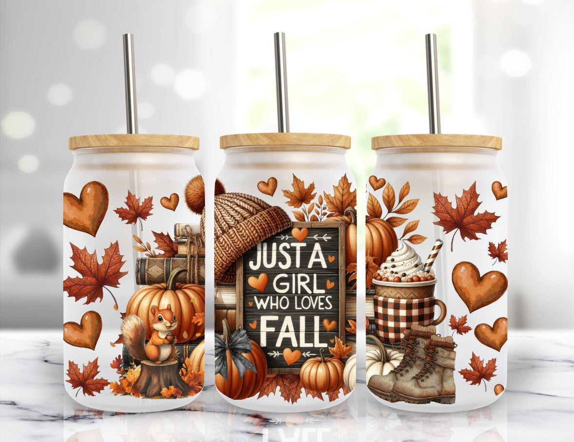 Love Fall 16oz Frosted Glass Cup